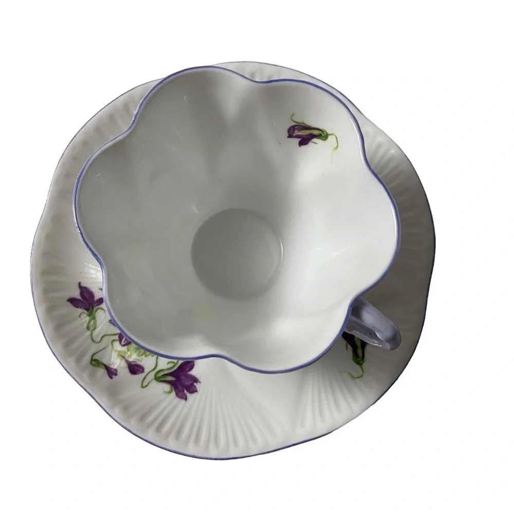 Shelley Violets Dainty Teacup and Saucer Bone China 13821